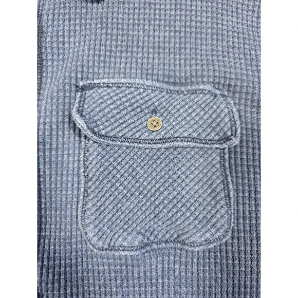Aerie Oversized Lumberjane Waffle Knit Button Down Shirt Blue Long Sleeve - XS - Picture 8 of 12